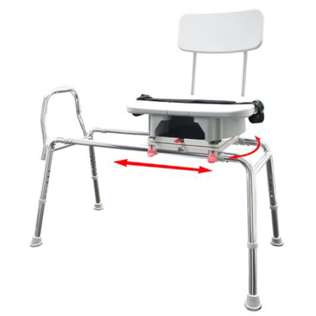 Eagle Health Snap-N-Save Sliding Transfer Bench with Replaceable Cut Out Swivel Seat